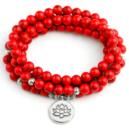 Bracelet mala en Howlite rouge - l'atelier d'eos