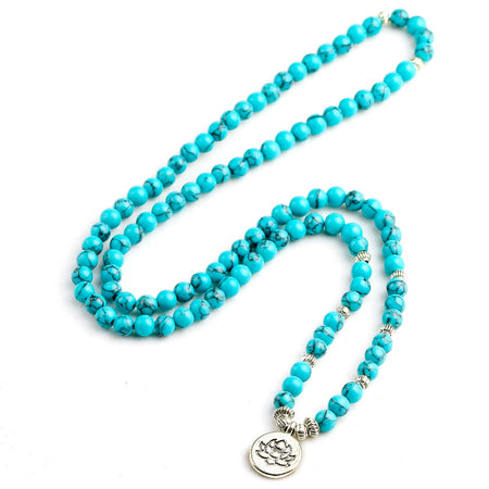 Bracelet mala en Howlite bleue  de 6 mm - l'atelier d'eos