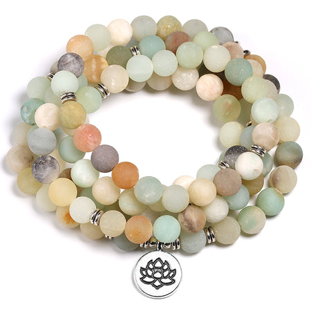 Bracelet Mala en  Amazonite mat - l'atelier d'eos