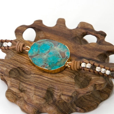 Bracelet bohémien en Jaspe océan