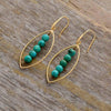 Boucles d'oreilles feuilles en pierres naturelles de  turquoise