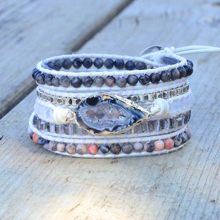 Bracelet druze et labradorite - l'atelier d'eos