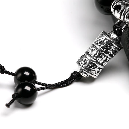 Bracelet en pierres d'obsidienne et mantra - l'atelier d'eos