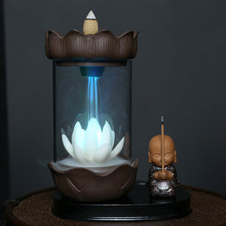 Brûleur d'encens Fleur de Lotus et cascade LED - l'atelier d'eos