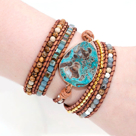 Bracelet bohémien en Jaspe océan