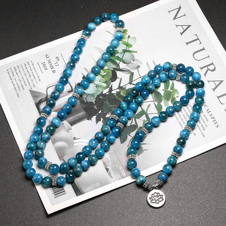 Bracelet Mala en Apatite 108 perles - l'atelier d'eos