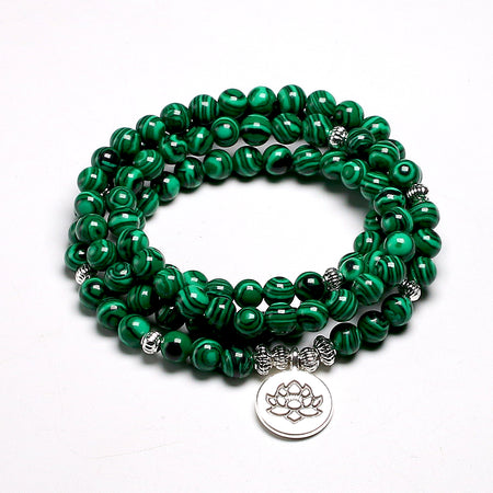 Bracelet mala en Malachite - l'atelier d'eos