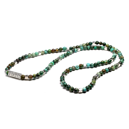 Bracelet mala en Turquoise africaine et mantra Om Mani Padme Hum - l'atelier d'eos