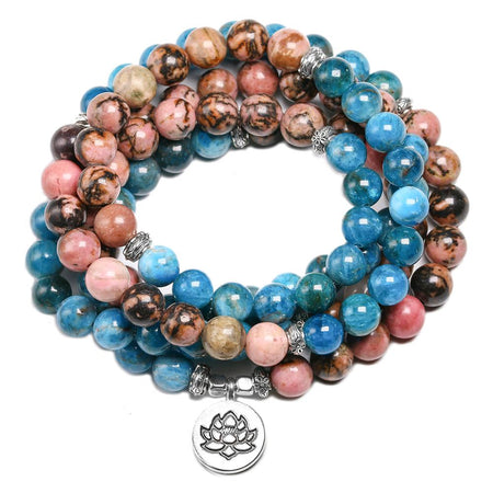 Bracelet mala en Apatite et Rhodonite - l'atelier d'eos