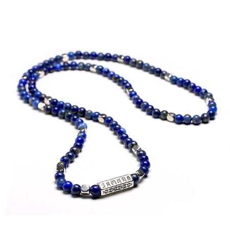 Bracelet mala en Lapis lazuli et mantra - l'atelier d'eos