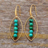 Boucles d'oreilles feuilles en pierres naturelles de  turquoise