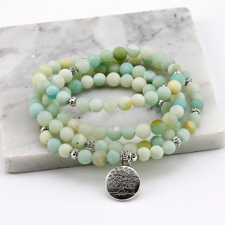 Bracelet mala en Amazonite arbre de vie - l'atelier d'eos