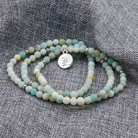 Bracelet mala en Amazonite arbre de vie - l'atelier d'eos