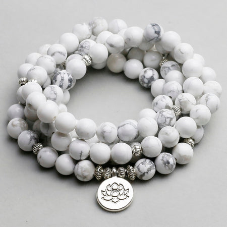 bracelet mala en Howlite - l'atelier d'eos