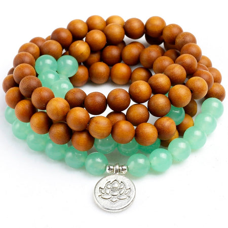 Bracelet mala en Calcédoine et Bois de santal - l'atelier d'eos