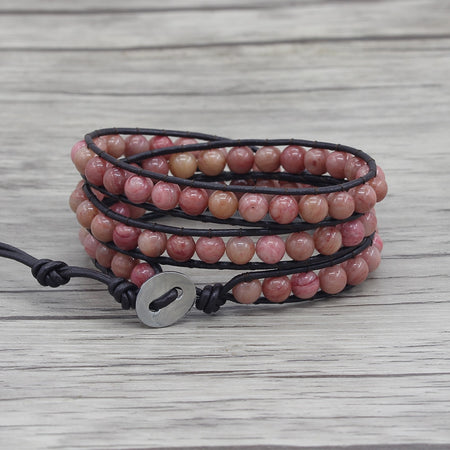 bracelet bohème en Rhodonite