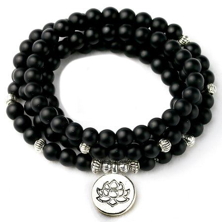 Bracelet mala en onyx noir mat - l'atelier d'eos